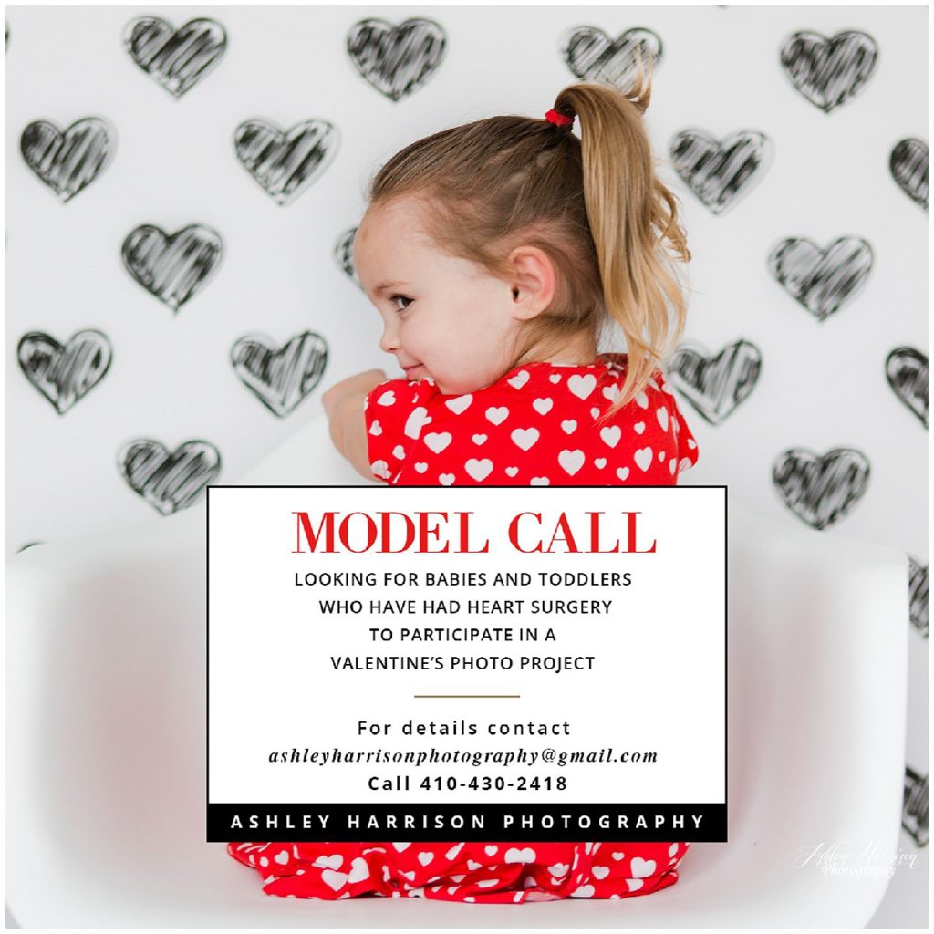 Valentine's Day Model call, heart surgery, bucket chair, heart backdrop, Middletown DE child photographer